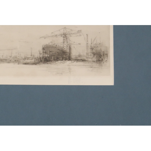 939 - WILLIAM WALCOT (RUSSIAN 1874-1943) THE CLYDE Etching, signed lower right, 11 x 27cm ... 