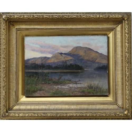 943 - SCOTTISH SCHOOL HIGHLAND SUNSET Oil on canvas, signed 'J.D. Taylor' lower right, 25 x 35cm... 