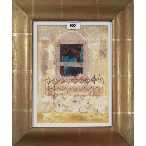 966 - CHRISTINE WOODSIDE RSW RGI (SCOTTISH b.1946) BALCONY VIEW Mixed media, signed lower r... 