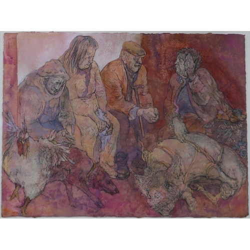 970 - ANDA PATERSON RSW RGI PAI (SCOTTISH 1935-2022) THE PRIZE BOAR Mixed media, signed lower right, dated... 