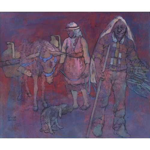 972 - ANDA PATERSON RSW RGI PAI (SCOTTISH 1935-2022) OLIVE HARVEST Mixed media, signed lower lef... 