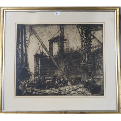 974 - SIR FRANK BRANGWYN RA RSW (BRITISH 1867-1956) BUIDING OF THE VICTORIA AND ALBERT MUSEUM Et... 