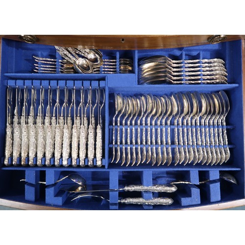 2528 - A CANTEEN OF ELIZABETH II SILVER CUTLERY mainly by Mappin & Webb, London 1979, the grape scissor... 