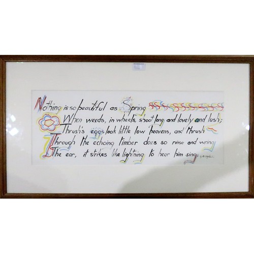 983 - IN THE MANNER OF TERRY FROST (ENGLISH 1915-2003) GERALD MANLEY HOPKINS TEXT Mixed media, 23 x 59cm... 