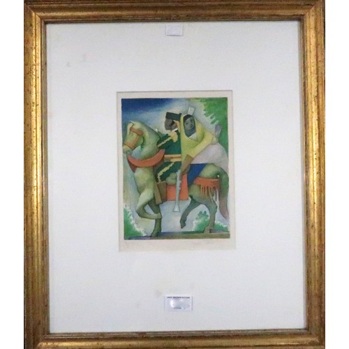 955 - AFTER JEAN CHARLOT (FRENCH 1898-1979) COUPLE ON A HORSE Lithograph, A/P inscribed, signed, 23 x 17cm... 