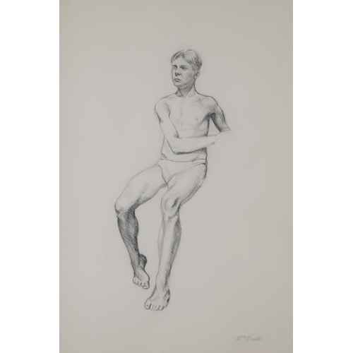 2979 - MANNER OF ROBERT MACBRYDE (SCOTTISH 1913-1966)MALE NUDE STUDY (c1939)Conte, bears signature lower ri... 