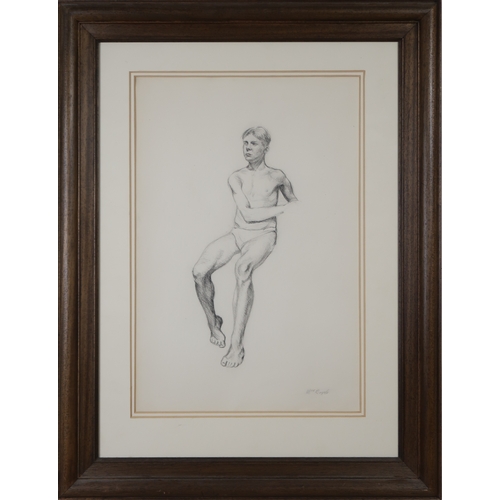 2979 - MANNER OF ROBERT MACBRYDE (SCOTTISH 1913-1966)MALE NUDE STUDY (c1939)Conte, bears signature lower ri... 