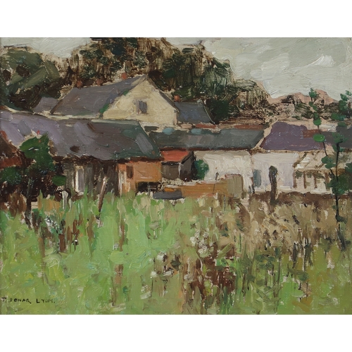 2984 - THOMAS BONAR LYON (SCOTTISH 1873-1955)FARM BUILDINGSOil on panel, signed lower left, 23 x 29cm (9 x ... 