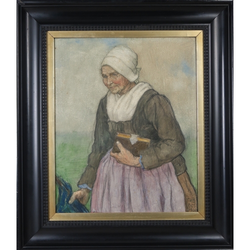 3008 - CHARLES W BARTLETT (BRITISH 1860-1940)BRETON WOMANWatercolour and bodycolour, signed lower right,&nb... 