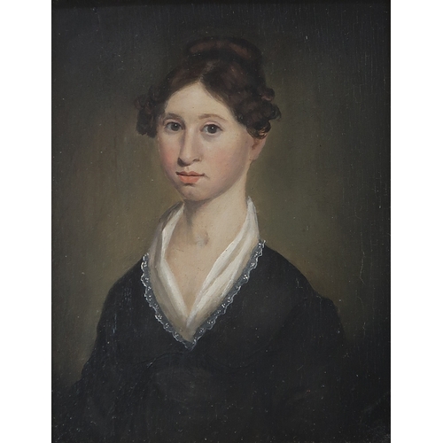 3009 - BRITISH SCHOOL C1800Miniature portrait of a young woman, oil on panel, inscribed indistinctly verso,... 