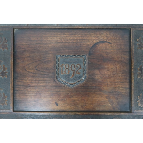 2031 - A 19TH CENTURY SCOTTISH OAK JAMES DOWNIE BLANKET CHESTtop carved with initials MD and dated 1892 and... 