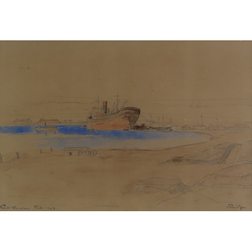 3024 - *WITHDRAWN*JACOB HENDRICK PIERNEEF (SOUTH AFRICA 1886-1957)PORT SUDANWatercolour and pencil on brown... 