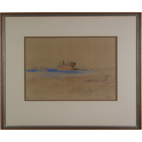 3024 - *WITHDRAWN*JACOB HENDRICK PIERNEEF (SOUTH AFRICA 1886-1957)PORT SUDANWatercolour and pencil on brown... 