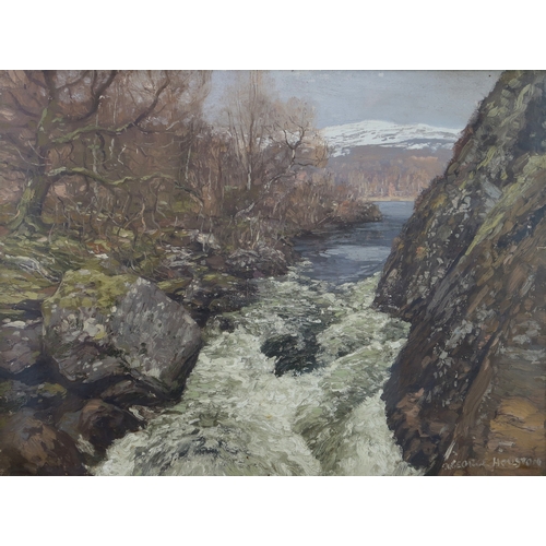 3018 - GEORGE HOUSTON RSW RSW RGI (SCOTTISH 1869-1947)WINTER RIVEROil on canvas, signed lower right, 46 x 6... 