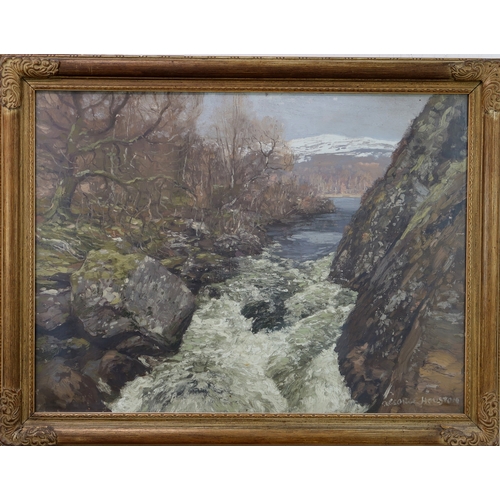 3018 - GEORGE HOUSTON RSW RSW RGI (SCOTTISH 1869-1947)WINTER RIVEROil on canvas, signed lower right, 46 x 6... 