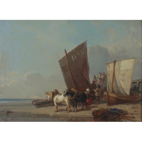 3020 - ATTRIBUTED TO CHARLES LOUIS MOZIN (FRENCH 1806-1862)FISHERFOLK ON THE FRENCH COASTOil on panel, sign... 