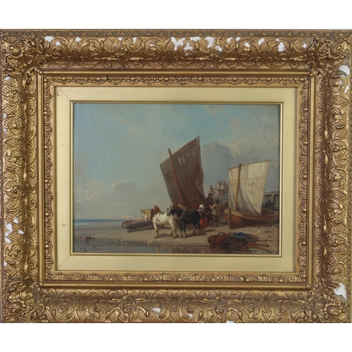 3020 - ATTRIBUTED TO CHARLES LOUIS MOZIN (FRENCH 1806-1862)FISHERFOLK ON THE FRENCH COASTOil on panel, sign... 