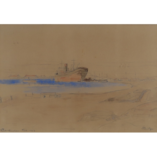 3024 - *WITHDRAWN*JACOB HENDRICK PIERNEEF (SOUTH AFRICA 1886-1957)PORT SUDANWatercolour and pencil on brown... 