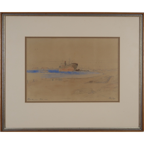 3024 - *WITHDRAWN*JACOB HENDRICK PIERNEEF (SOUTH AFRICA 1886-1957)PORT SUDANWatercolour and pencil on brown... 