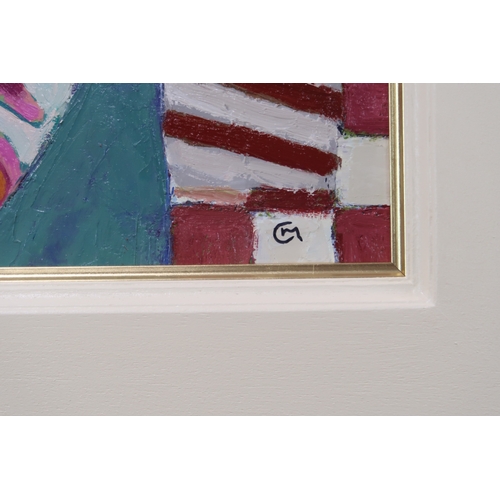 3028 - CATRIONA MILLAR (SCOTTISH CONTEMPORARY)NADINE AT HOMEOil on canvas, signed with initials lower right... 