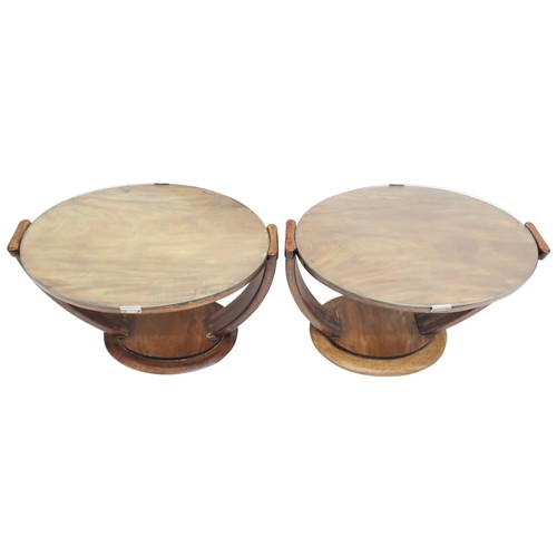 2034 - A PAIR OF EARLY 20TH CENTURY ART DECO OVAL TWO TIER SIDE TABLES purportedly of the RMS Queen Mary ea... 