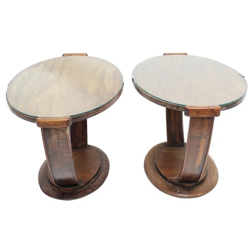 2034 - A PAIR OF EARLY 20TH CENTURY ART DECO OVAL TWO TIER SIDE TABLES purportedly of the RMS Queen Mary ea... 