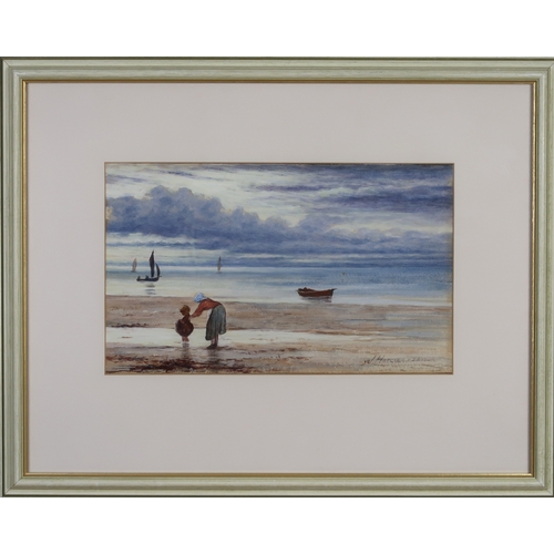 3033 - JOSEPH HENDERSON RSW (SCOTTISH 1832-1908)CHILDREN PLAYING ON THE BEACHWatercolour, signed lower righ... 