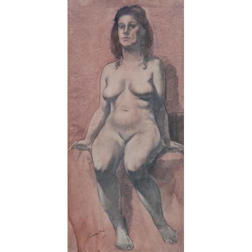 3035 - WILLIAM CROSBIE RSA RGI (SCOTTISH 1915-1999)SEATED NUDEMixed media, signed lower left, dated (19)47,... 