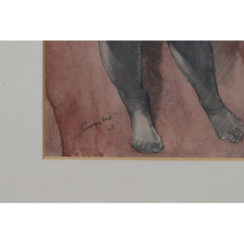 3035 - WILLIAM CROSBIE RSA RGI (SCOTTISH 1915-1999)SEATED NUDEMixed media, signed lower left, dated (19)47,... 