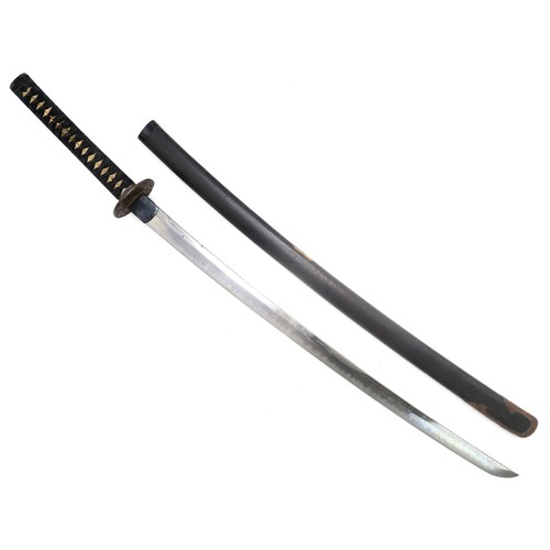 2612 - A JAPANESE KATANAThe smith-made blade with Midare Hamon and measuring approx. 74cm in length, the ta... 