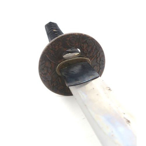 2612 - A JAPANESE KATANAThe smith-made blade with Midare Hamon and measuring approx. 74cm in length, the ta... 