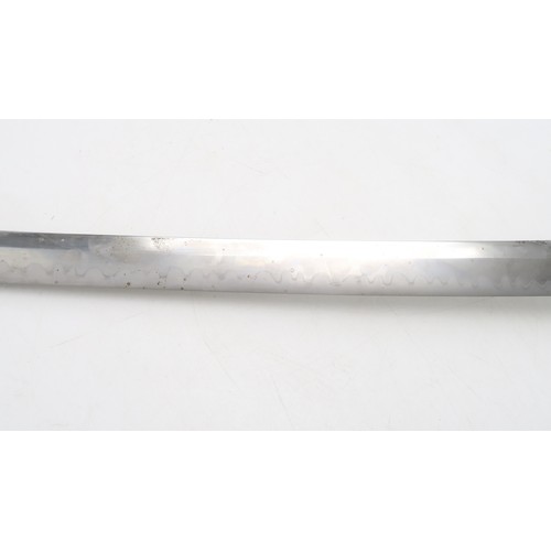 2612 - A JAPANESE KATANAThe smith-made blade with Midare Hamon and measuring approx. 74cm in length, the ta... 