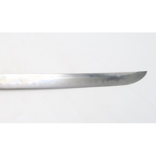 2612 - A JAPANESE KATANAThe smith-made blade with Midare Hamon and measuring approx. 74cm in length, the ta... 