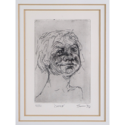 955 - PETER HOWSON OBE (BRITISH B.1958) CHILD Etching, signed, dated (19)94 and no.12/50 in pencil, 15 x 1... 