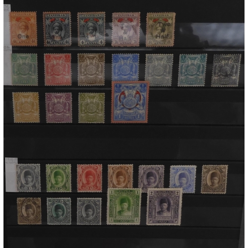 7009 - BRITISH COMMONWEALTHZANZIBAR stock sheets to include 1895 onwards half anna green, twelve annas red,... 