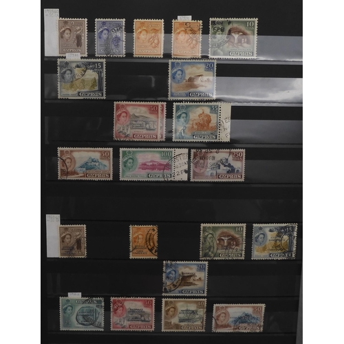 7043 - BRITISH COMMONWEALTH a collection in a stock book to include CYPRUS sg1 mint and used, sg2 x2 mint, ... 