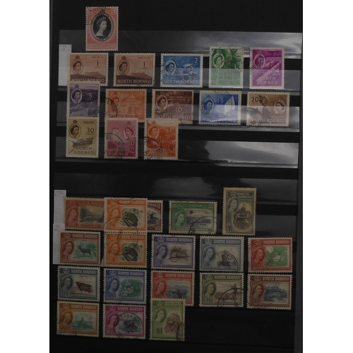 7059 - BRITISH COMMONWEALTH an interesting lot on stock books with good examples from NORTH BORNEO, LABUAN,... 