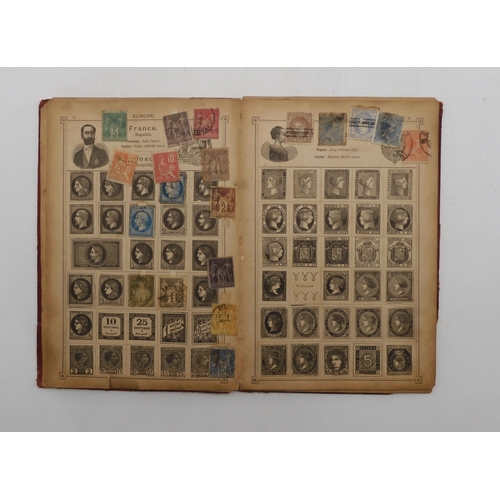 7060 - A lot comprising The Postage-Stamp Album with Great Britain 1/d red, 1/2d red together with other ea... 