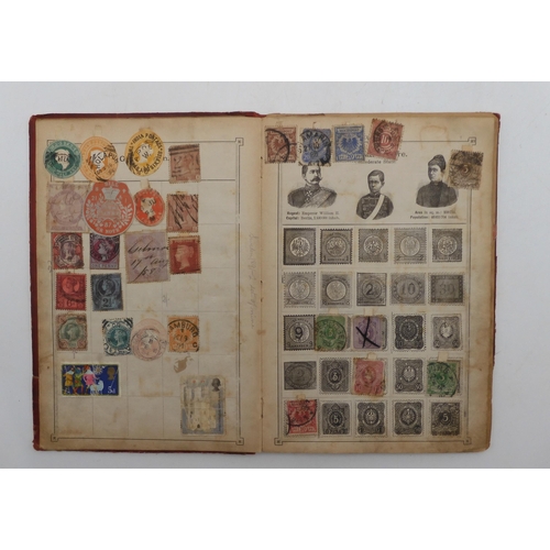 7060 - A lot comprising The Postage-Stamp Album with Great Britain 1/d red, 1/2d red together with other ea... 