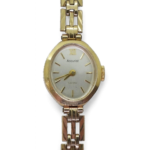 760 - A 9ct gold ladies Accurist watch weight including mechanism 10.6gms