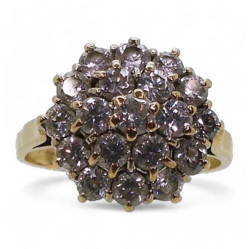 787 - A 9ct gold cubic zirconia cluster ring, size U, weight 4.8gms