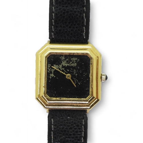 805 - An (af) 18k gold watch head, probably Jean Renet, weight including mechanism and strap 26.4gms