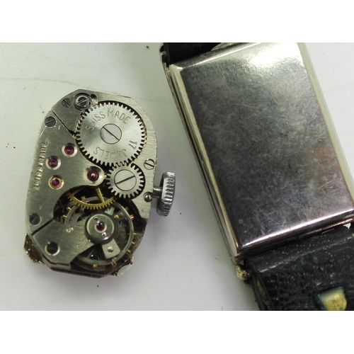 806 - A 9ct white gold ladies vintage watch head, the movement signed Swiss made 17 jewels, weight includi... 