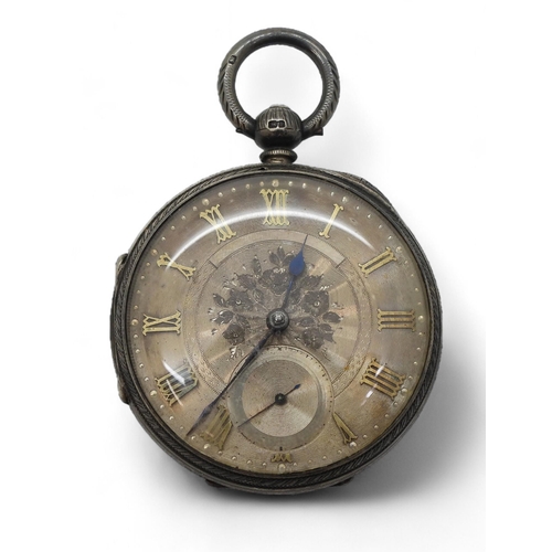 880 - A silver cased John Forrest pocket watch with a decorative dial, Chester hallmarks for 1900, diamete... 