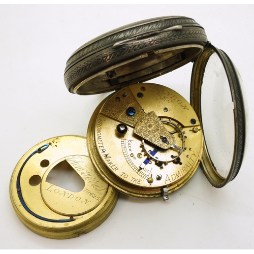 880 - A silver cased John Forrest pocket watch with a decorative dial, Chester hallmarks for 1900, diamete... 