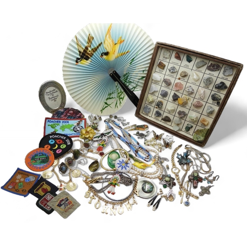 892 - Collection of vintage jewellery, including a gold plated 'STORNOWAY' charm bracelet, a pair of marke... 