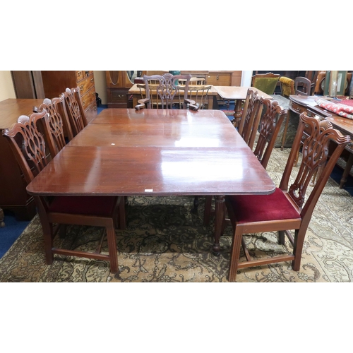 10 - A 19th century mahogany gate legged dining table on turned reeded supports, 68cm high x 178cm long 1... 