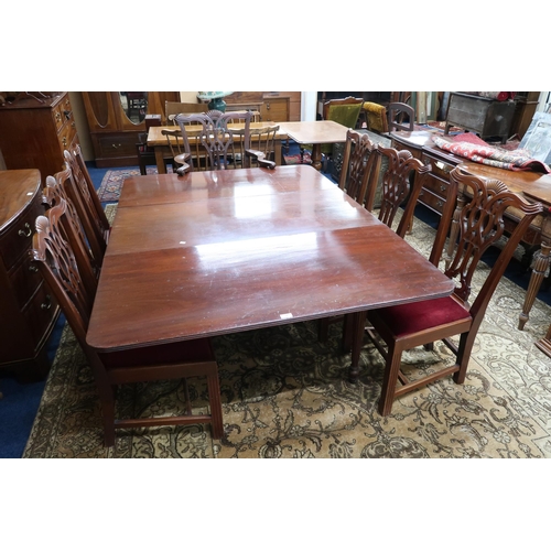 10 - A 19th century mahogany gate legged dining table on turned reeded supports, 68cm high x 178cm long 1... 