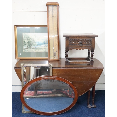 45 - A lot comprising a 19th century mahogany drop leaf circular dining table 69cm high x 140cm diameter ... 