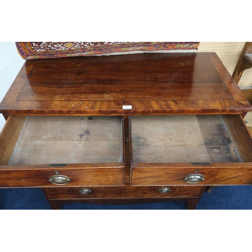 7 - A 19th century mahogany two over three chest of drawer with brass drawer pulls on splayed bracket su... 